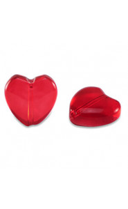 Glass bead 12mm Heart - Red